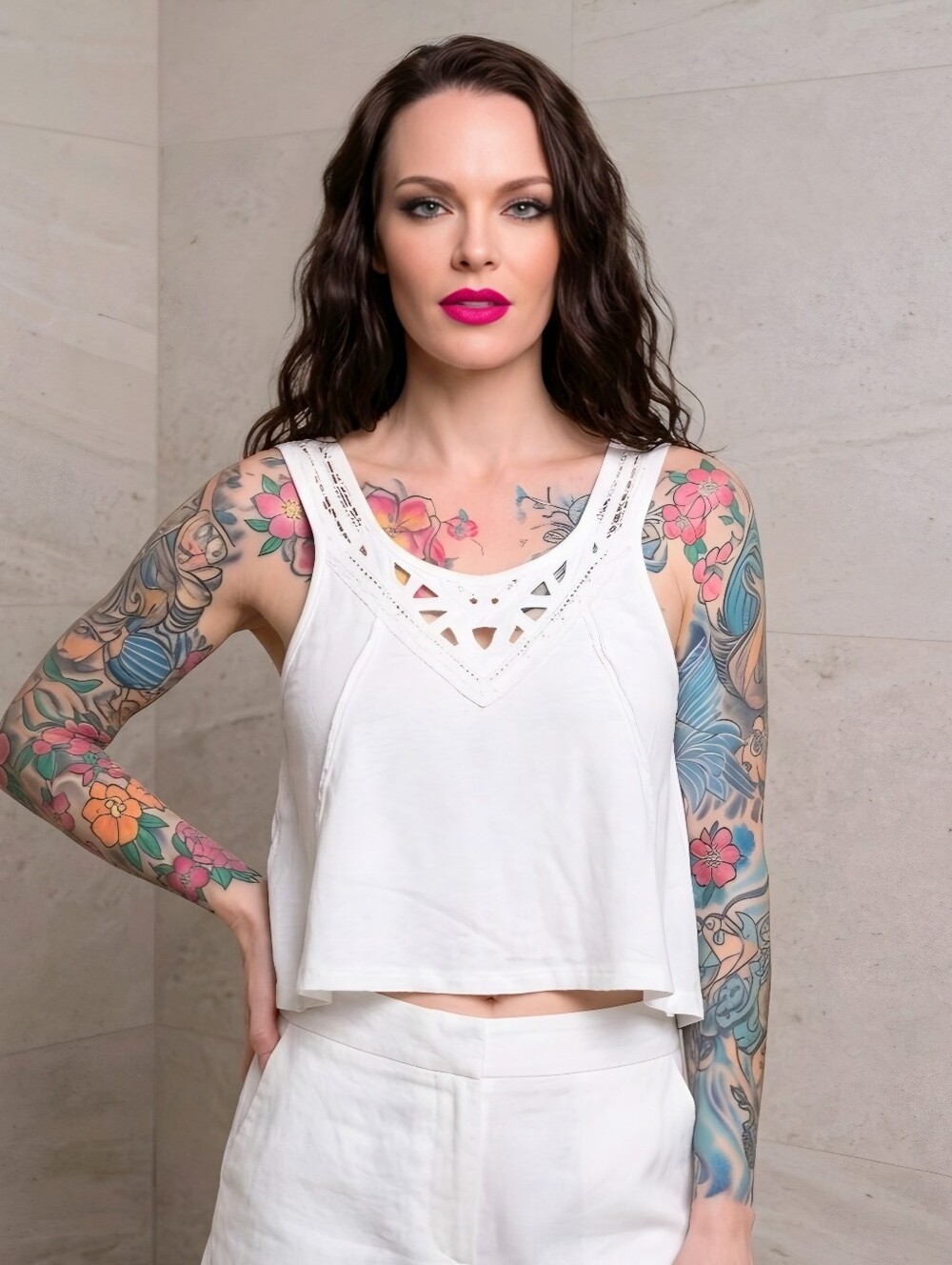 Free People White Lace Trim Cutout V Neck Crisscross High Low Tank Top Shirt XS